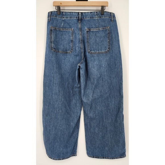 Old Navy High-Rise Baggy Wide Leg Jeans Womens 14 Medium Wash Drapey Denim - Picture 7 of 8